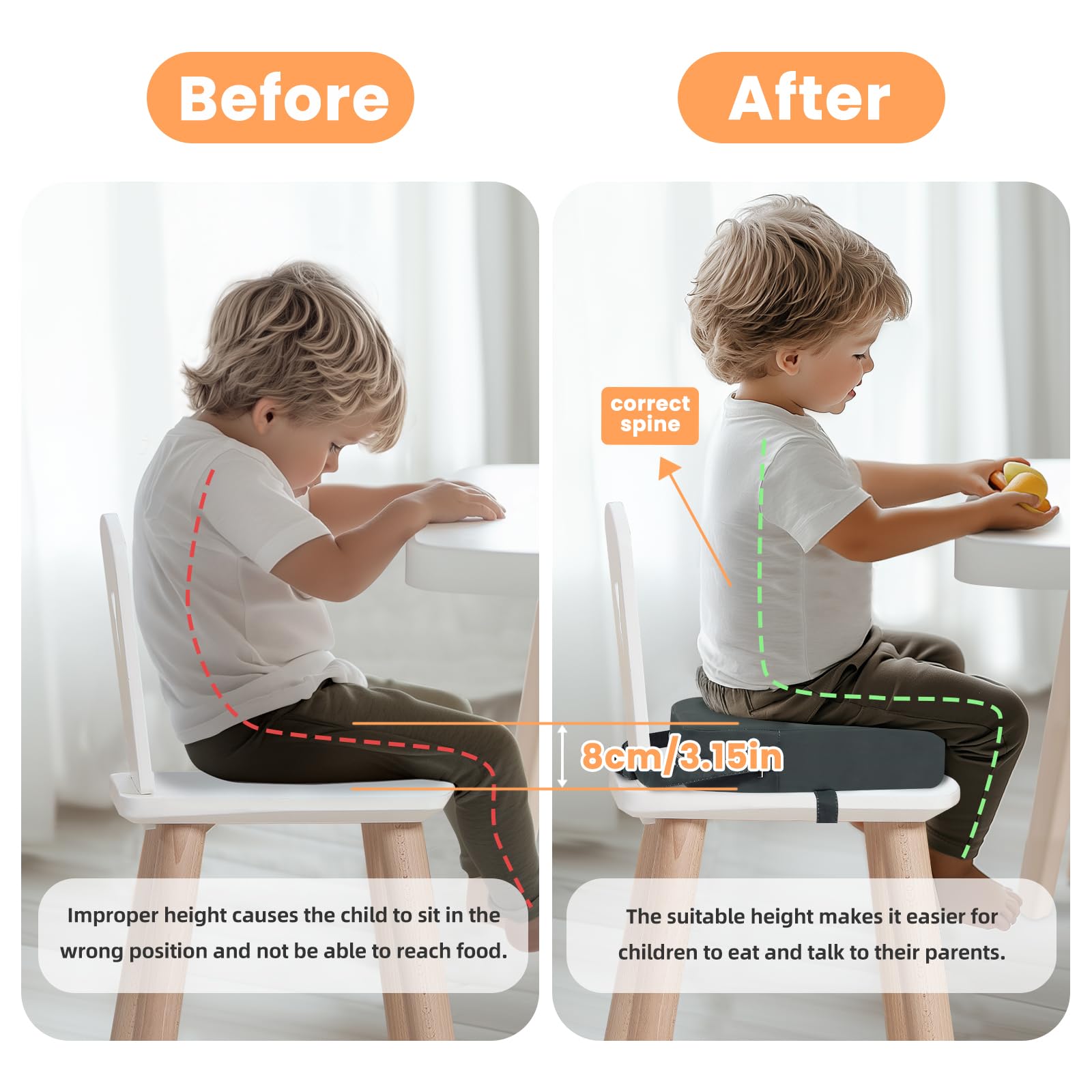 wooshwa toddler booster seat non-slip base ensures secure dining sessions