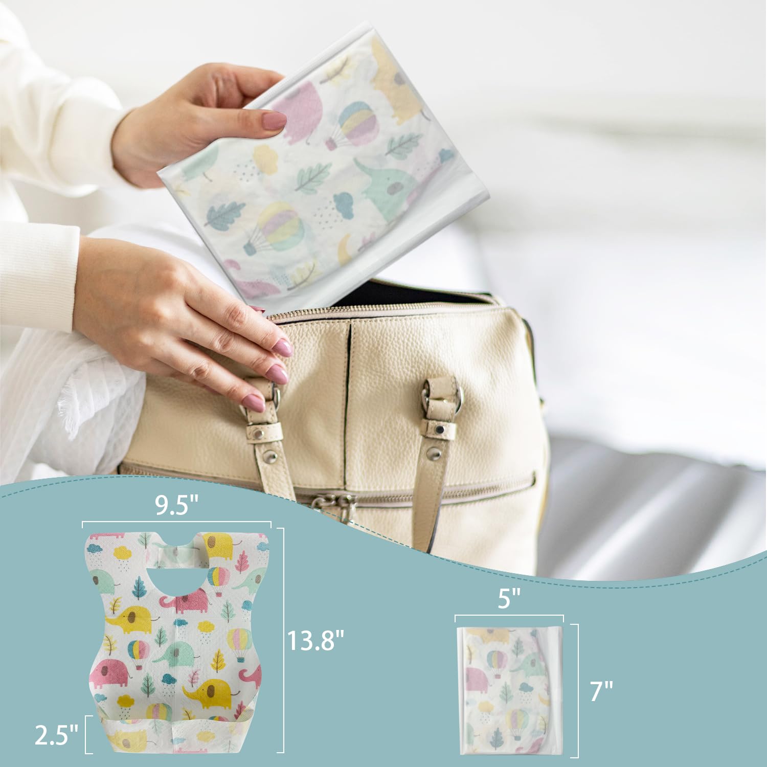 WOOWME elephant design bib helps with quick cleanups on the go.