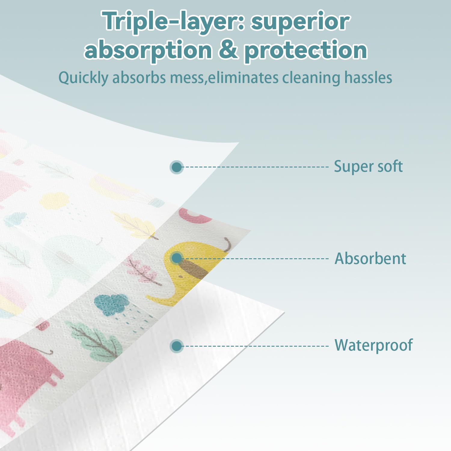 WOOWME forest design bib protects clothing during snack time.