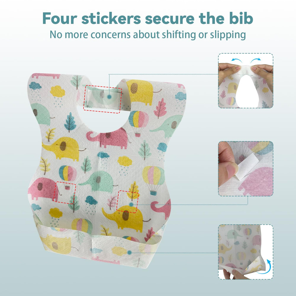 WOOWME teddy bear design bib adds fun while containing spills.