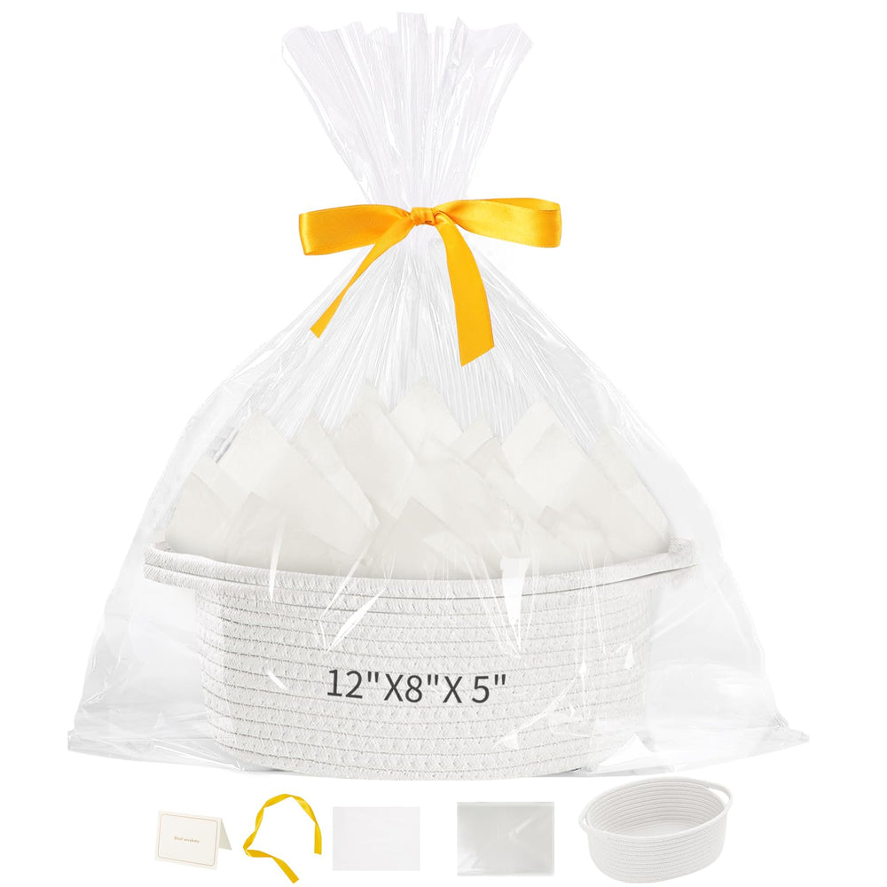 Woric gift basket 12x8x5 white woven basket ready for gifting and storage