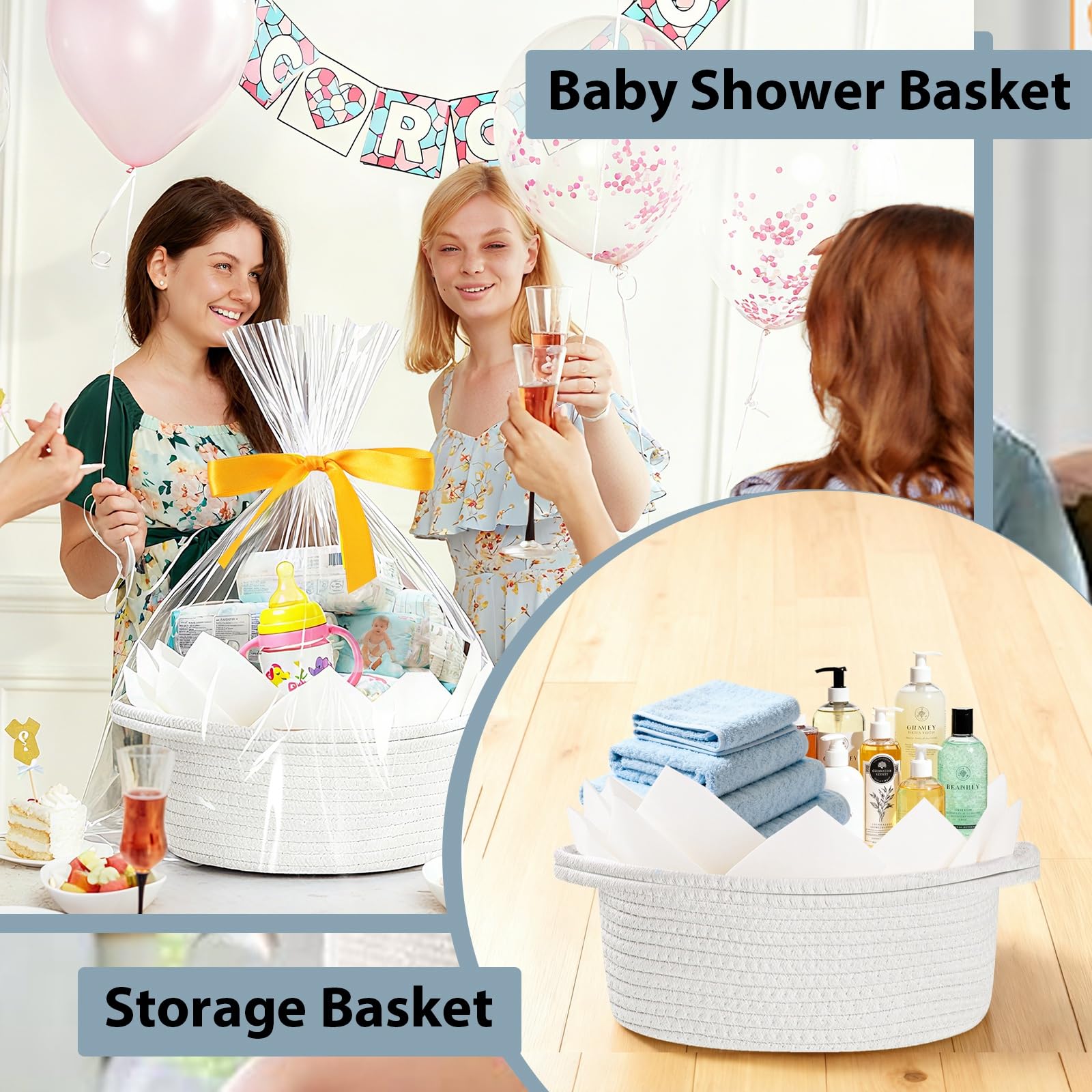 Woric gift basket multi-use storage for baby toys and cosmetics