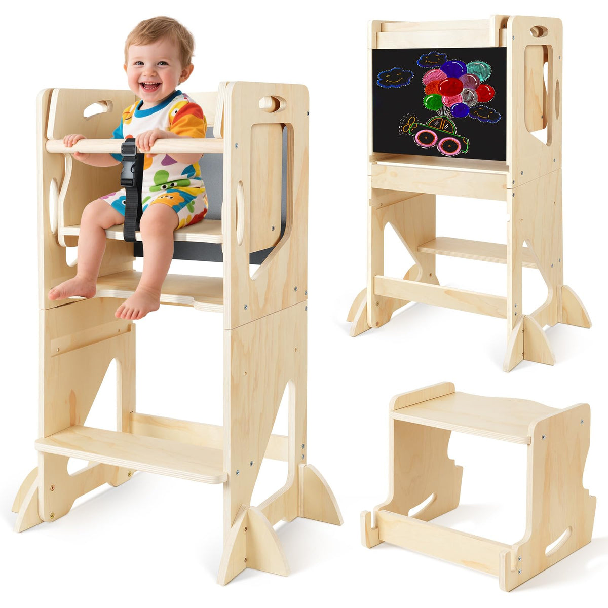 WORLDMX adjustable-height step stool assembled view for stable kitchen tasks and growth