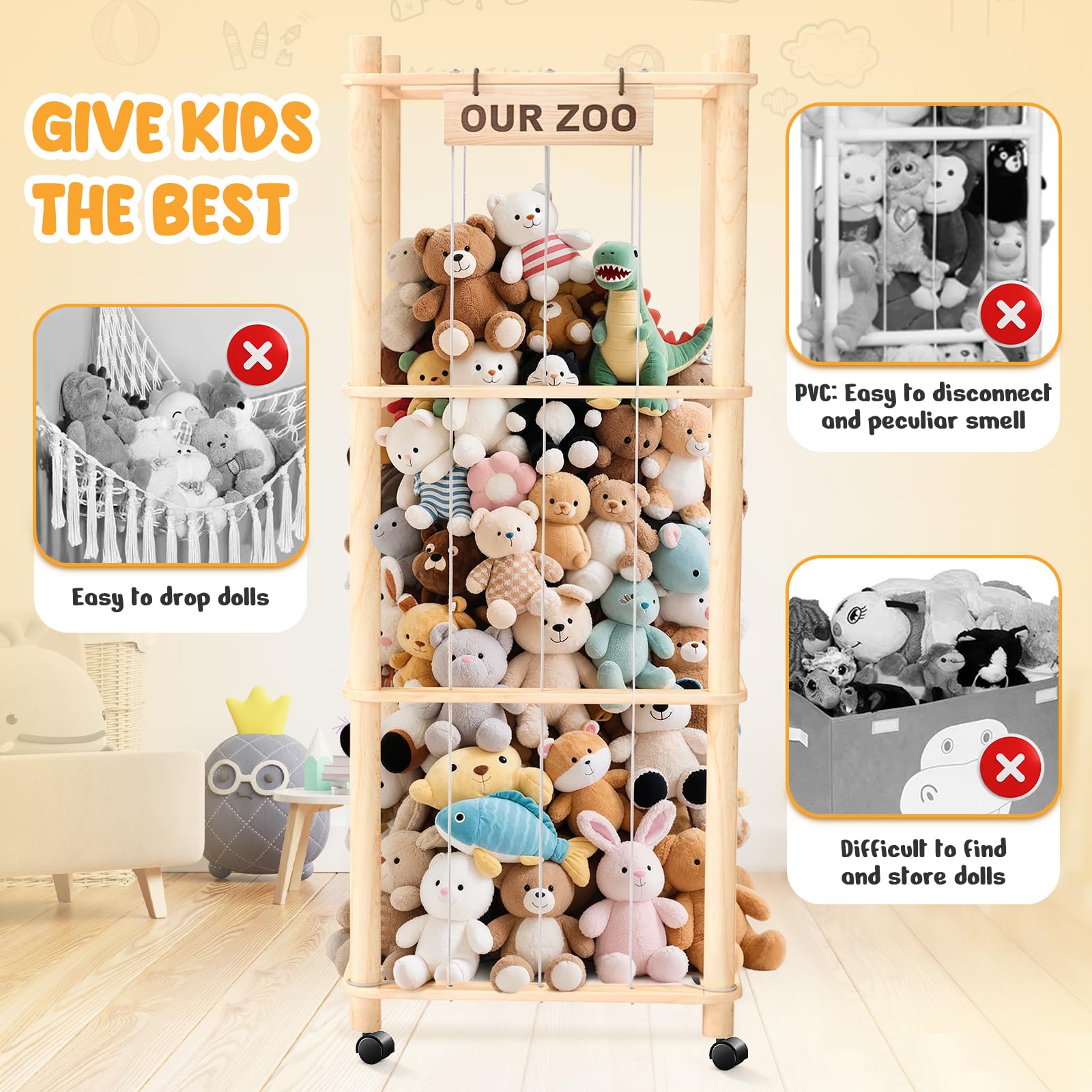 WorldMX durable wooden frame and stretchable cords support daily play.