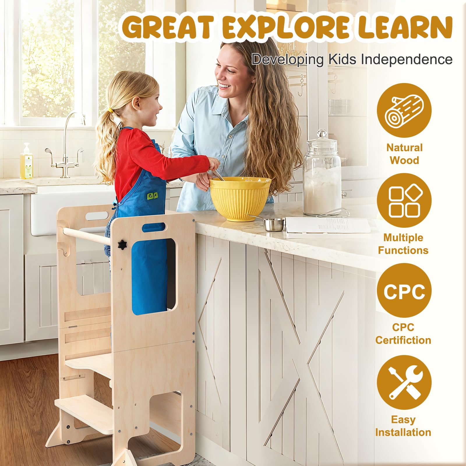 Worldmx height-adjustment mechanism enables simple, tool-free changes for different counters.