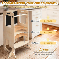 Worldmx natural wood finish conveys warmth while supporting kids at counter height.