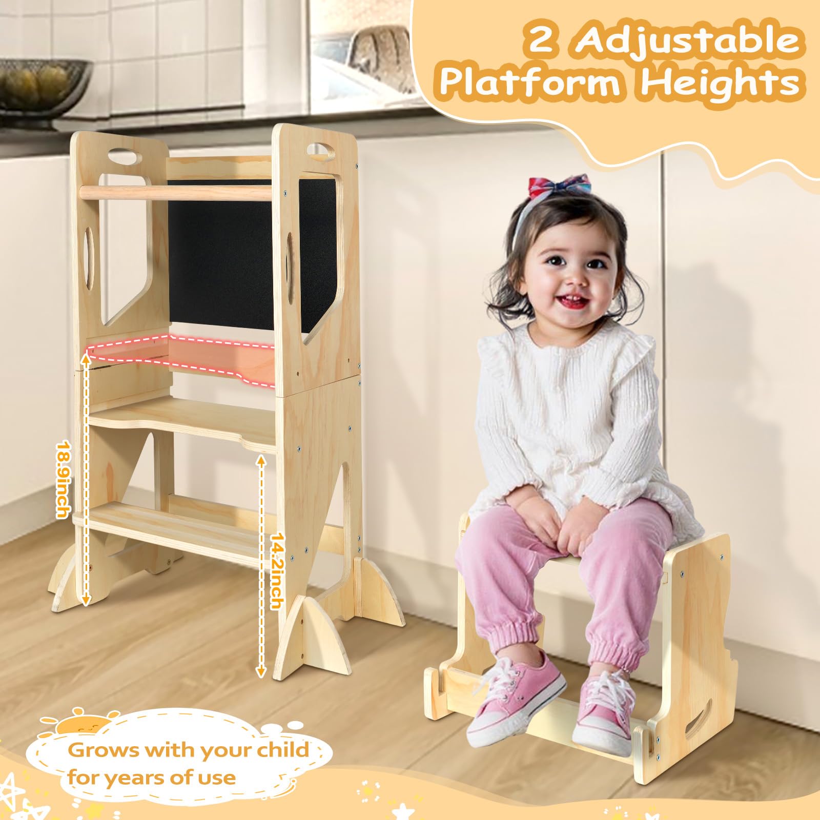 WORLDMX wooden stool supports feeding tasks and family involvement