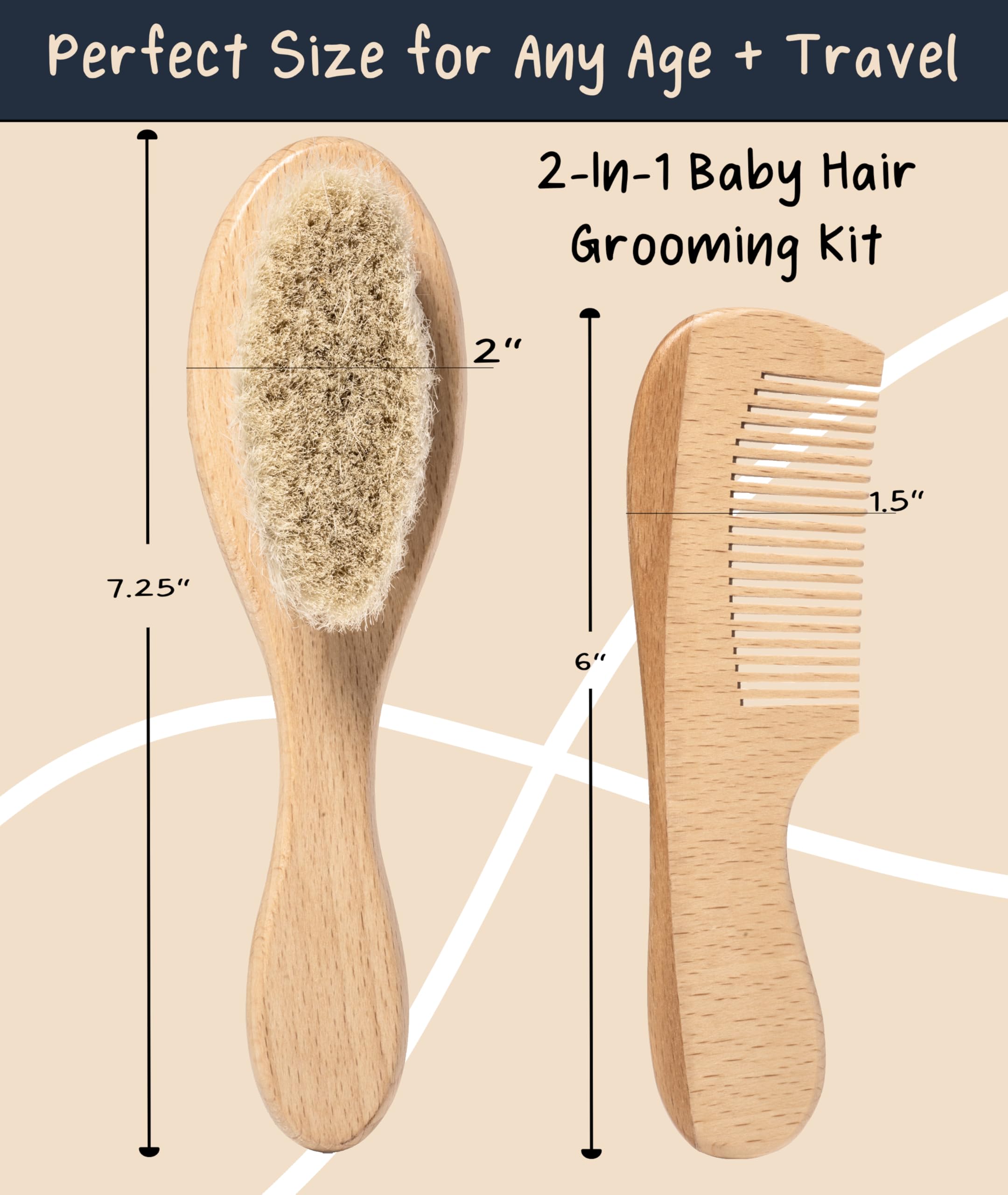 Worthies wooden comb for baby hair with smooth teeth to untangle fine hair safely.