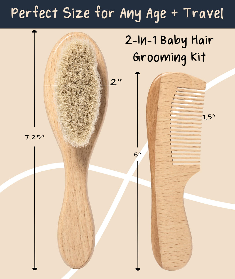 Worthies wooden comb for baby hair with smooth teeth to untangle fine hair safely.