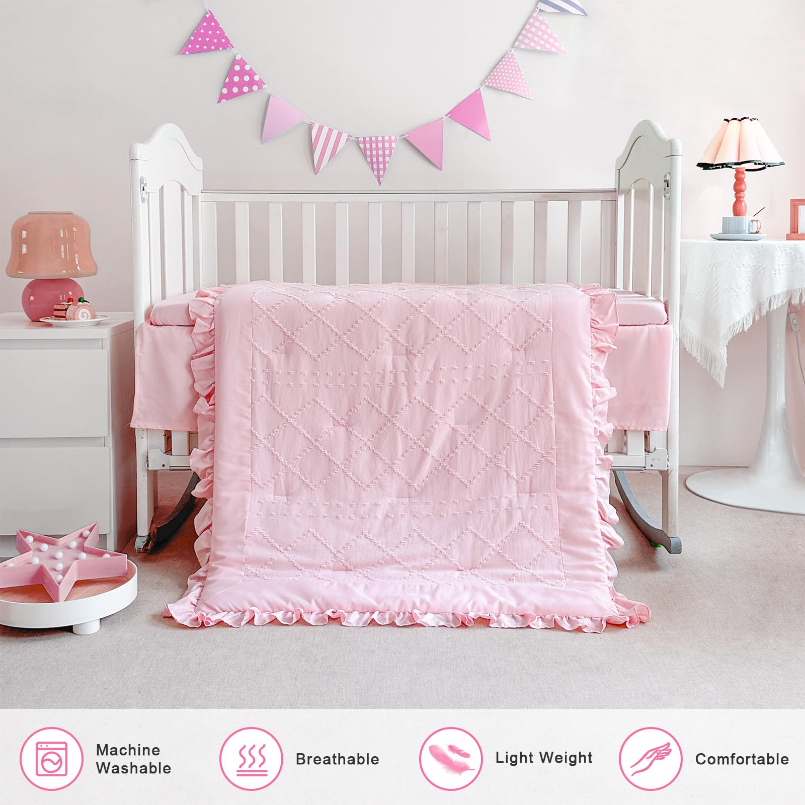 Wowelife pink floral pattern enhances cheerful nursery vibes