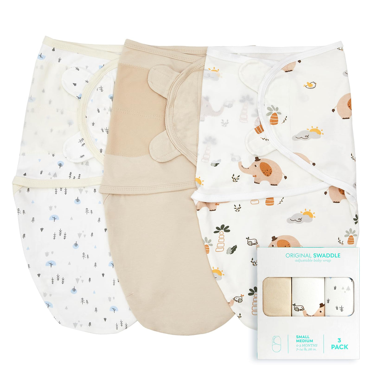 Wowelife baby swaddle yellow, snug 0-3 month wrap supports calm newborn sleep