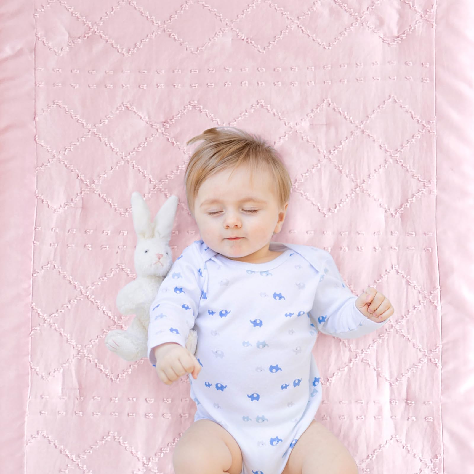 Wowelife mini crib bedding fits a 24x38 mini crib snugly