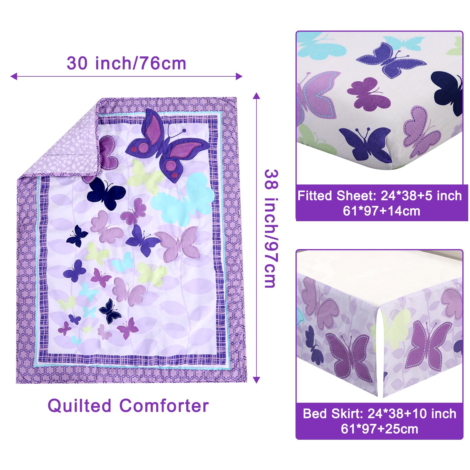 Wowelife butterfly mini crib bedding fitted sheet stays in place with elastic