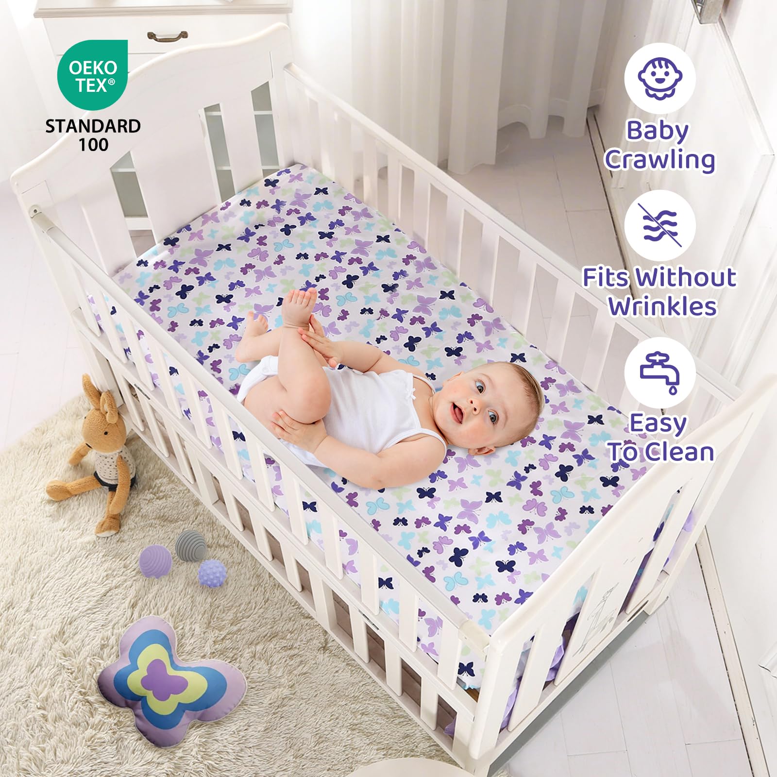 Wowelife butterfly mini crib bedding nursery decor butterfly pattern brightens room