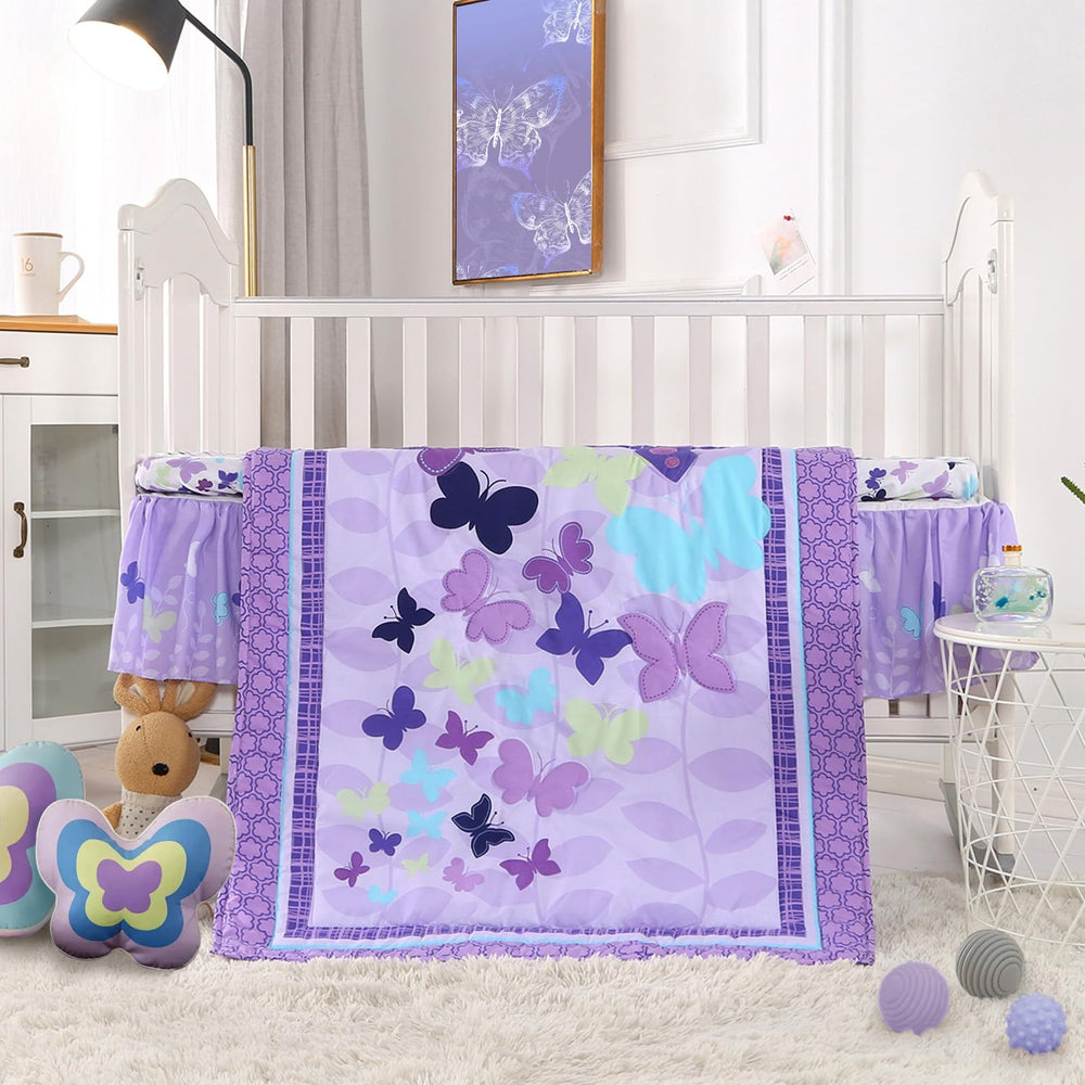 Wowelife butterfly mini crib bedding crib skirt enhances nursery style and fit