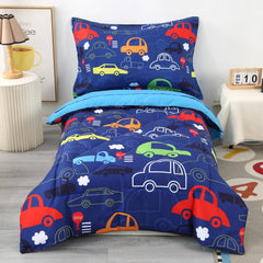 Wowelife car-toddler-bedding-set-comforter close-up shows soft, breathable fabric for cozy sleep.