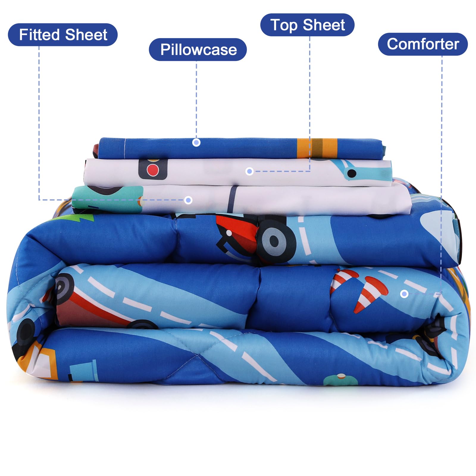 Wowelife Cars deep-pocket fitted sheet; secure mattress fit.