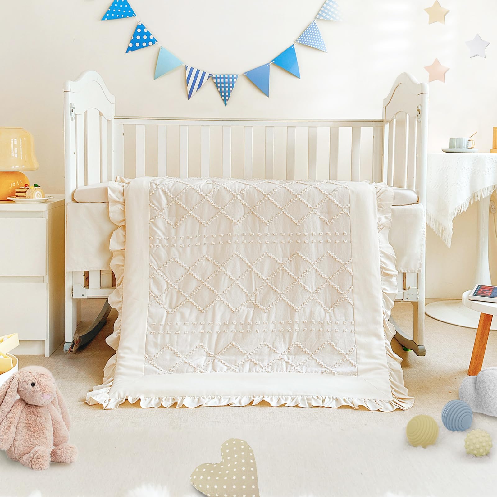Wowelife fitted crib sheet beige with elastic edges for secure fit