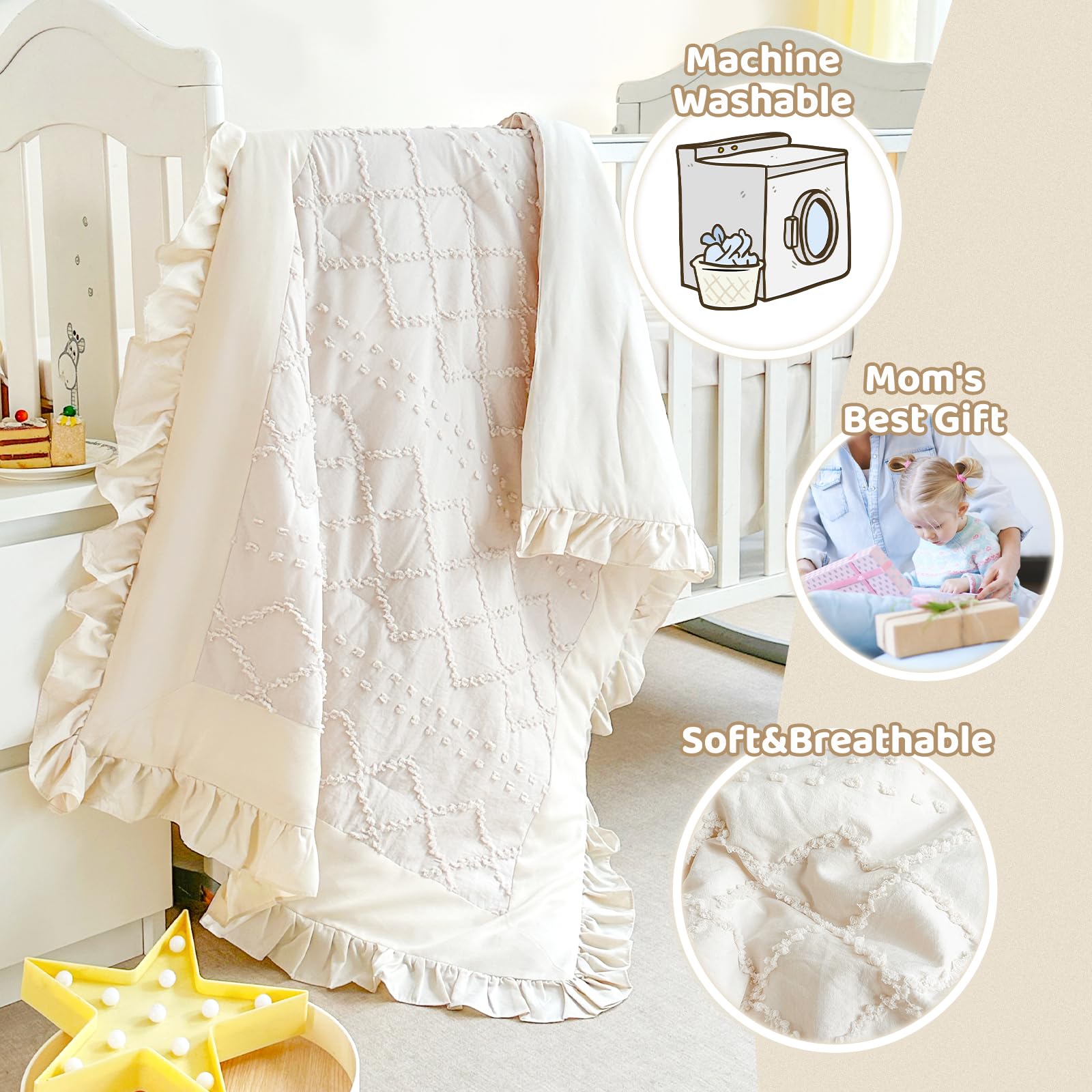 Wowelife crib skirt beige adds clean nursery foundation
