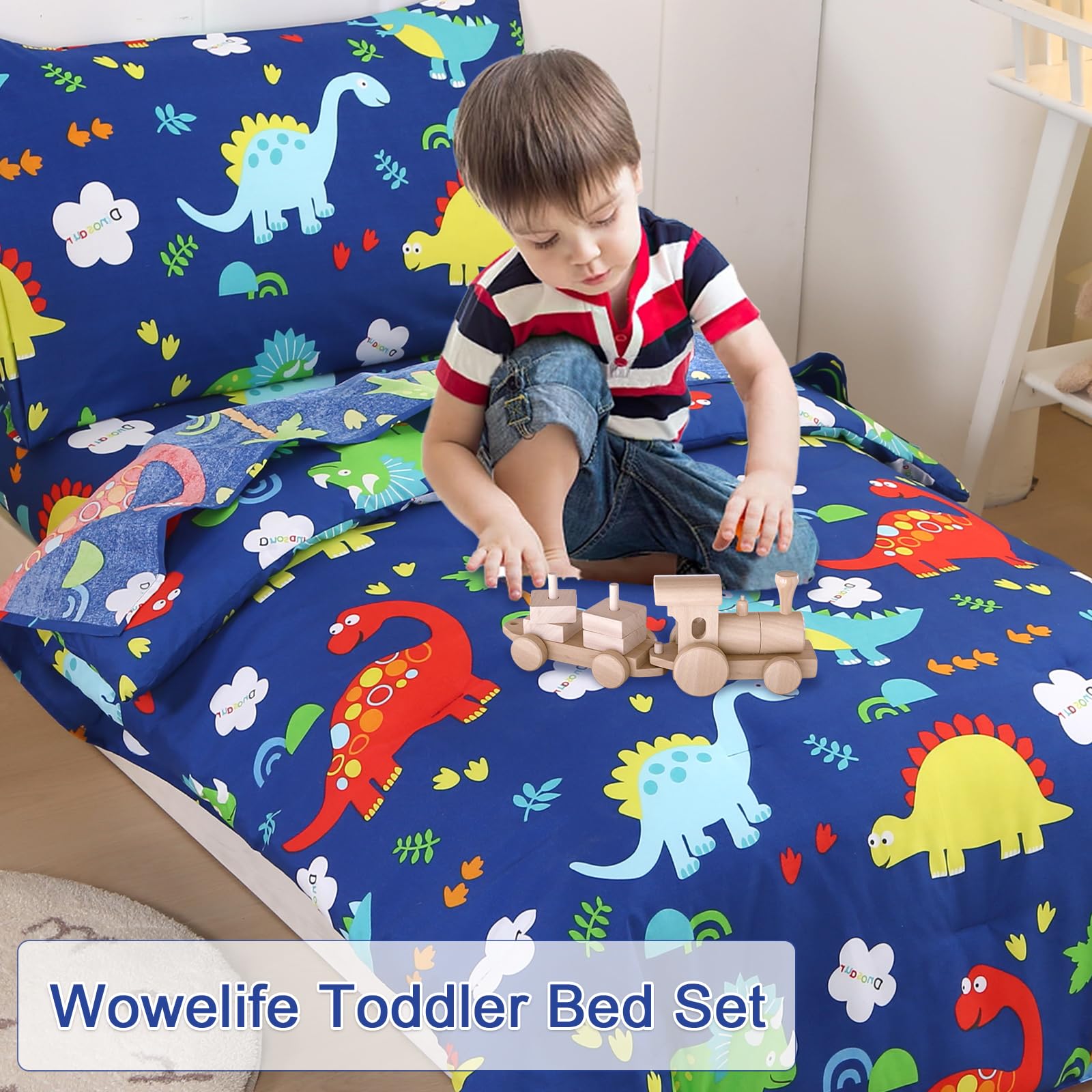 Wowelife dinosaur comforter is machine washable for simple care