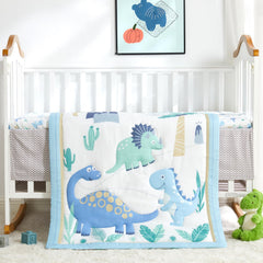 Wowelife Dinosaur crib bedding skirt ensures secure under-crib fit with a tidy look.