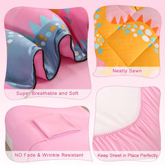 Wowelife dinosaur toddler bedding pink pillowcase—soft, breathable fabric for gentle mornings.