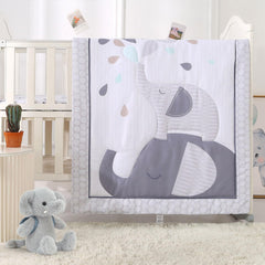 Wowelife Elephant crib bedding crib-skirt anchors a dreamy nursery with elephant motif