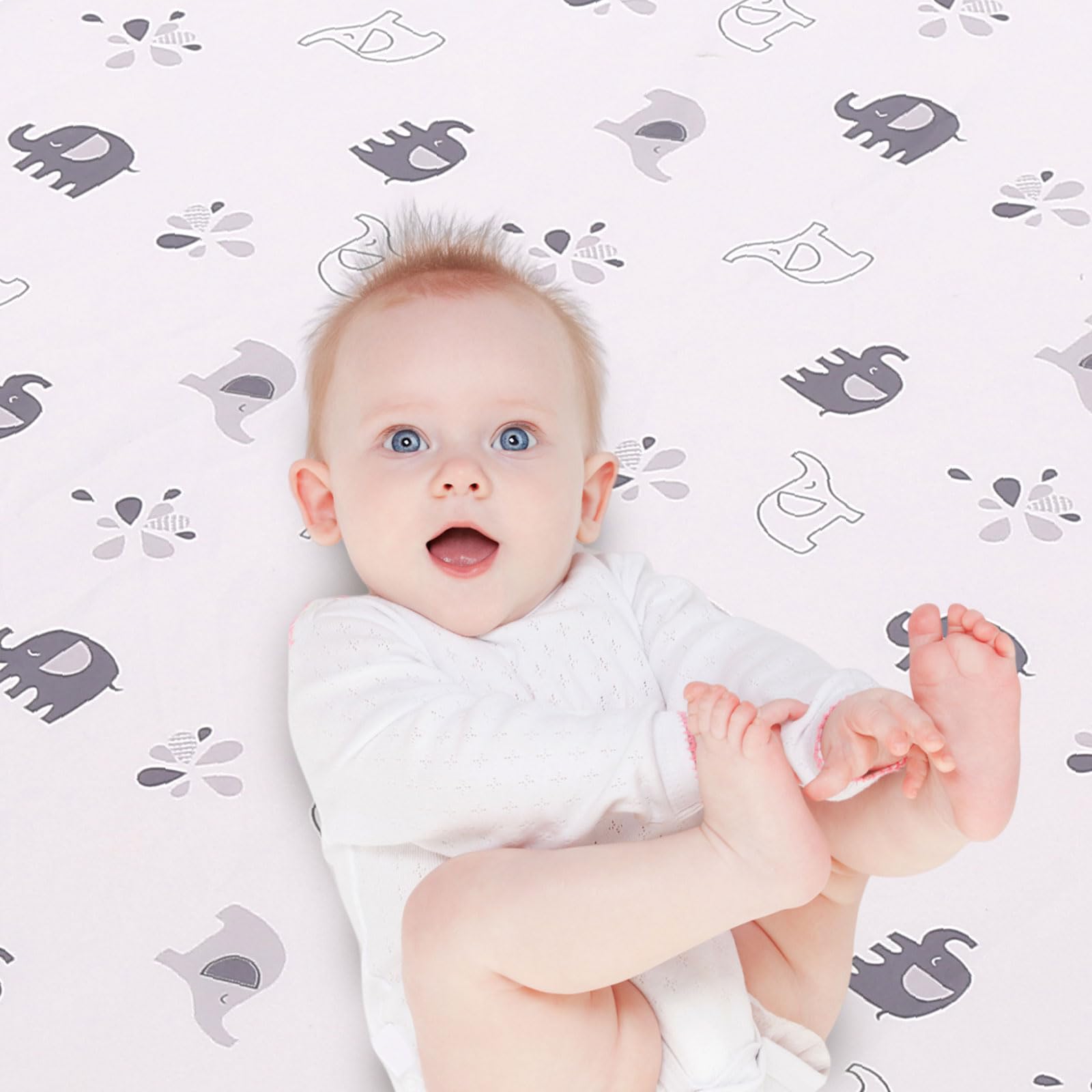 Wowelife Elephant crib bedding fitted-sheet stays secure with all-around elastic fit