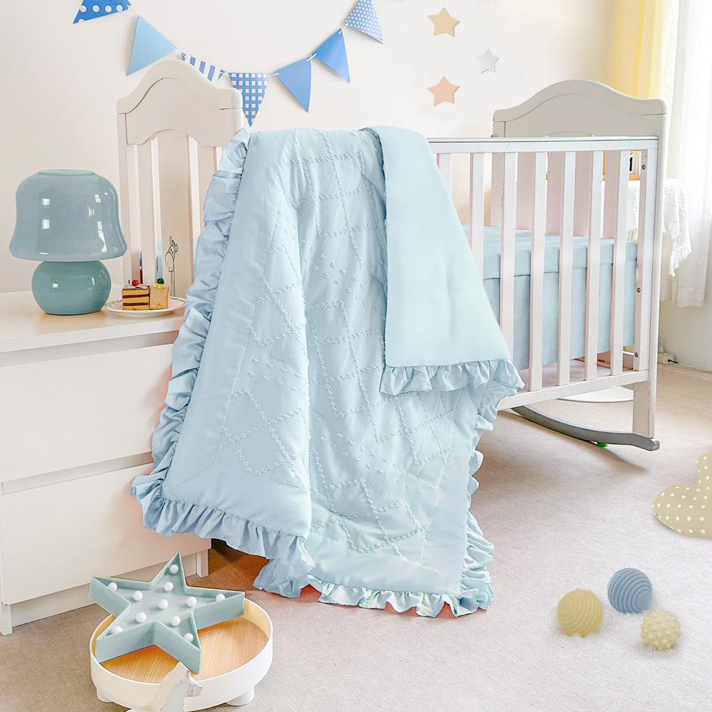 Wowelife mini-crib-bedding 3pc packaging image showing complete set ready for setup
