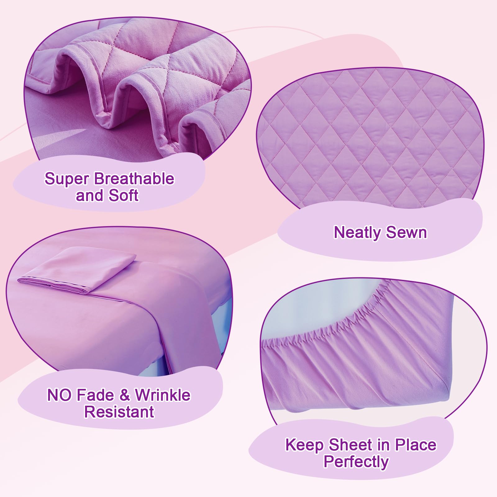 Wowelife pillowcase purple toddler set close-up suggests easy-care fabric for quick laundry days.