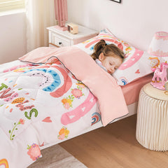 Wowelife pink floral bedding close-up highlights cozy texture for warmth and comfort.