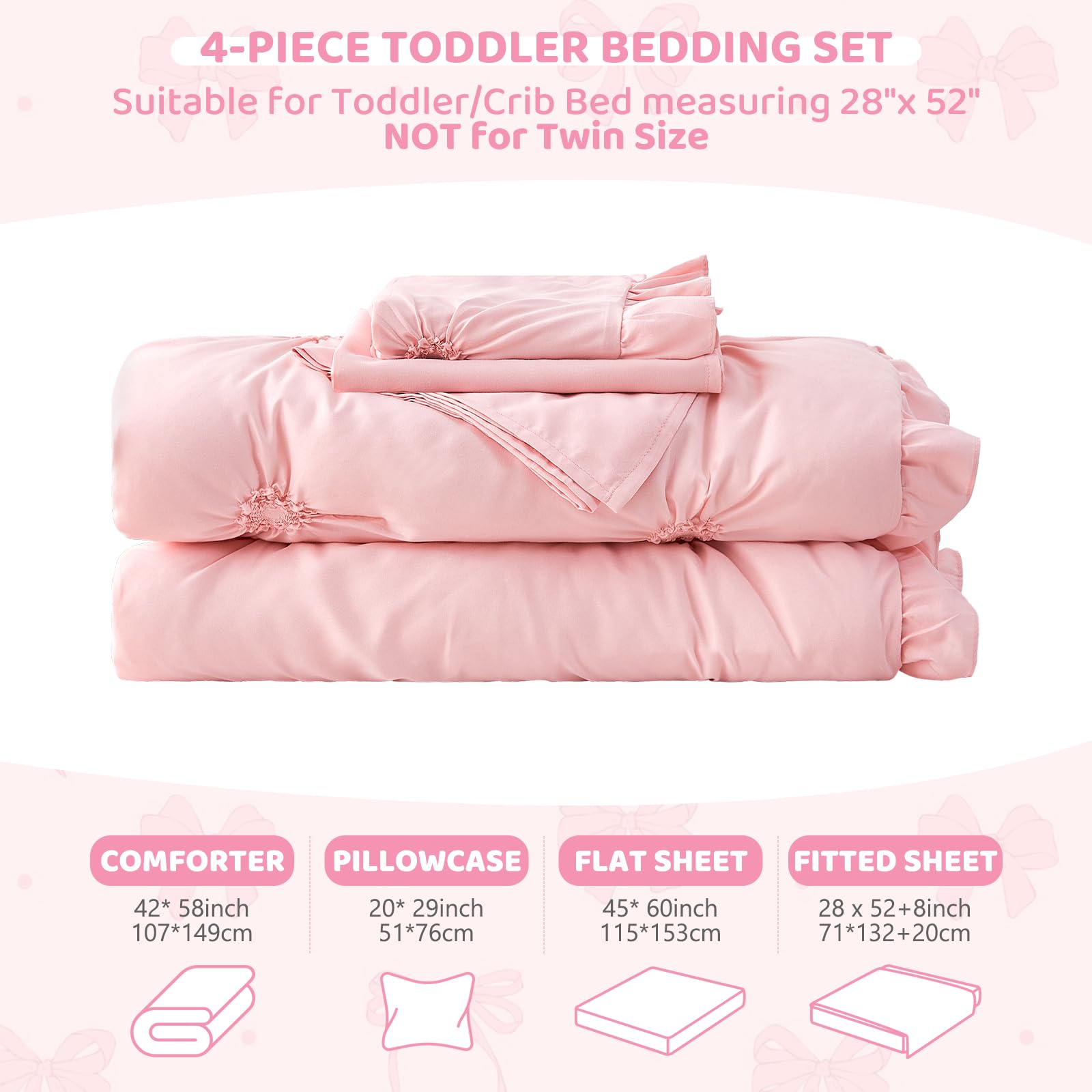 Wowelife Princess Toddler Bedding pillowcase with ruffles offers decorative charm and soft feel