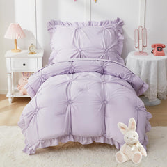 Wowelife Princess toddler bedding set close-up of ruffles and jacquard embroidery for cozy feel