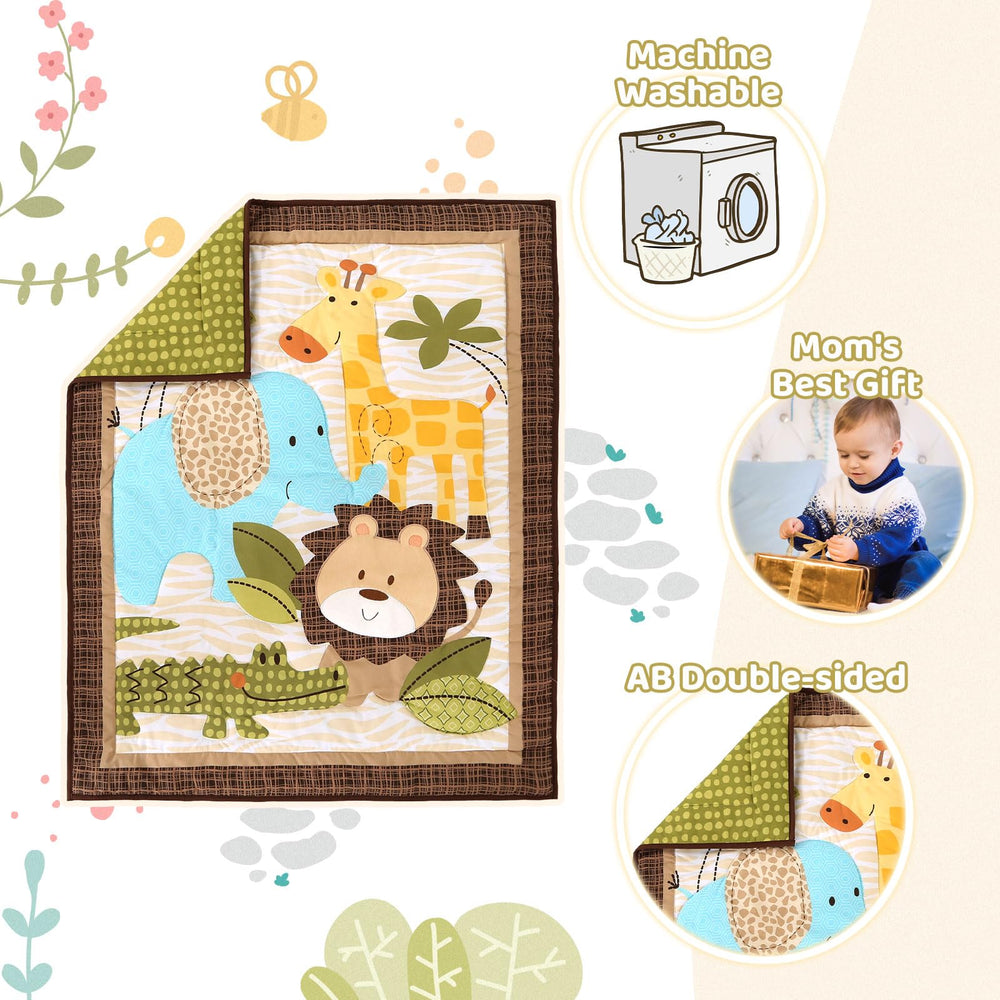 Wowelife safari crib bedding care guide image showing easy washing