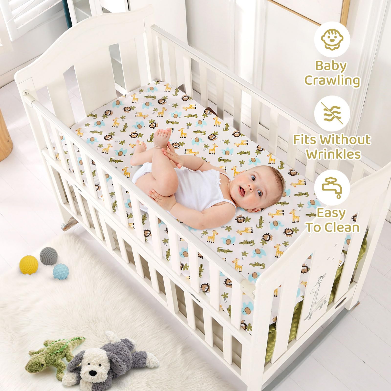 Wowelife safari crib bedding skirt complements nursery decor with warm brown tones
