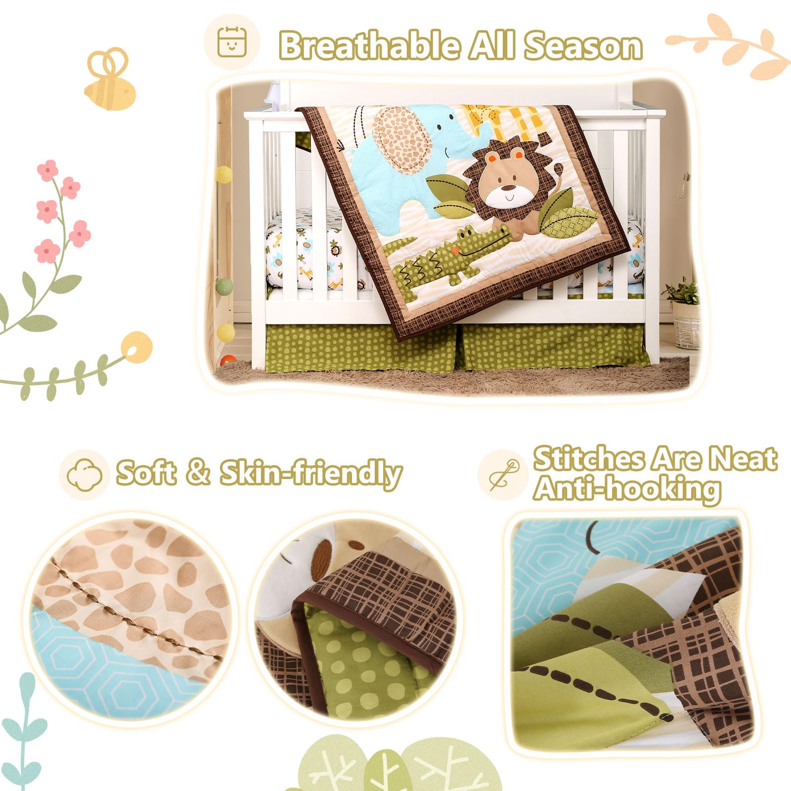 Wowelife lion pattern bedding brings friendly, gender-neutral safari charm