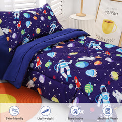 Wowelife space-themed galaxy pattern helps kids drift into dreamlike sleep.