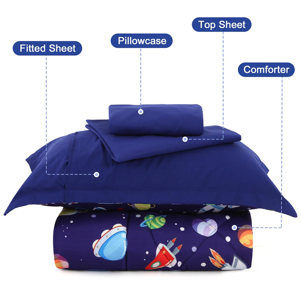 Wowelife space toddler fitted sheet with deep pocket fits mattresses securely.
