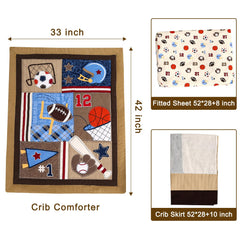 Wowelife sports crib bedding fitted sheet with all-around elastic for secure, snug crib fit.