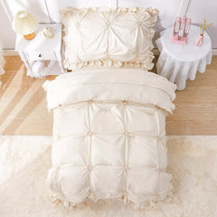 Wowelife beige top sheet with ruffles demonstrates breathable weave for all-season comfort