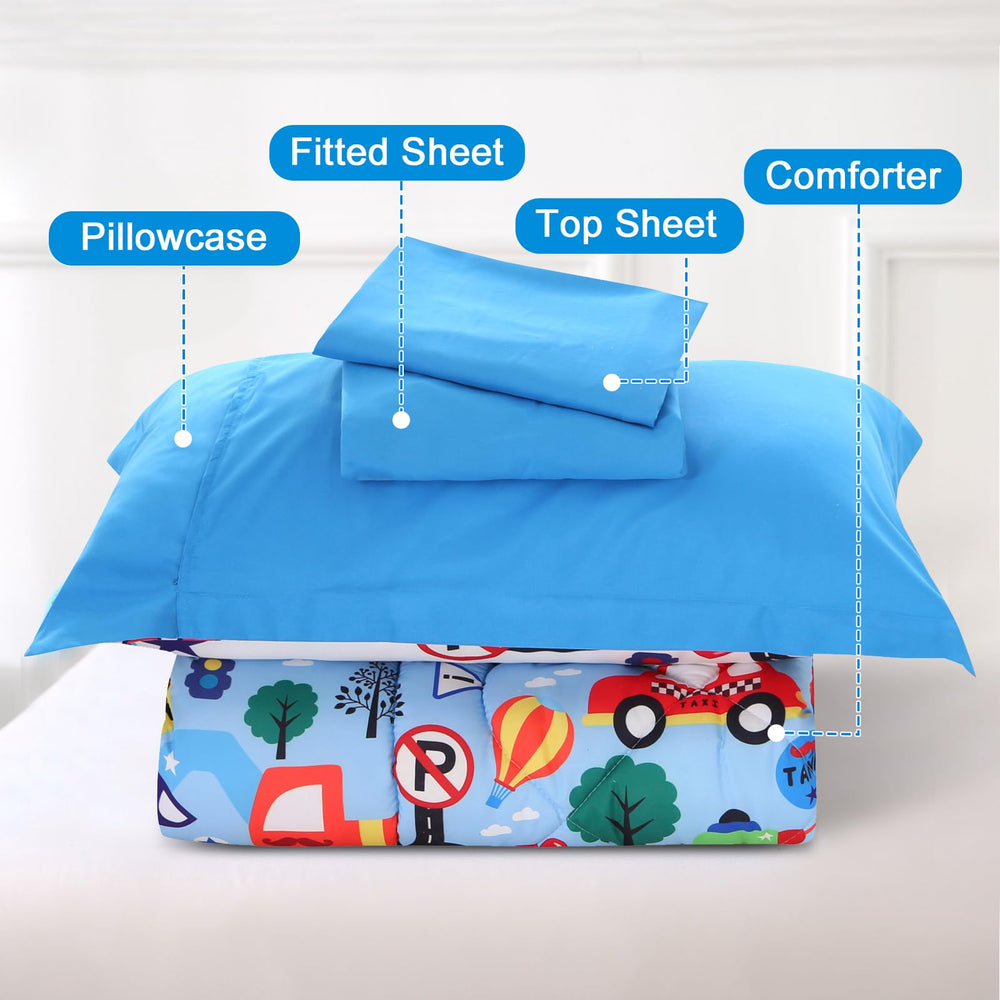 Wowelife transportation-themed bedding brightens rooms and inspires play.