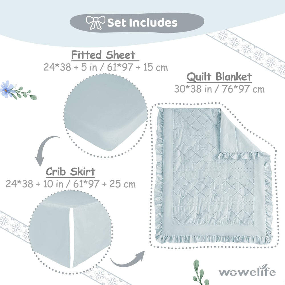 Wowelife tufted jacquard blue pattern close-up highlighting unique boho design for stylish nursery