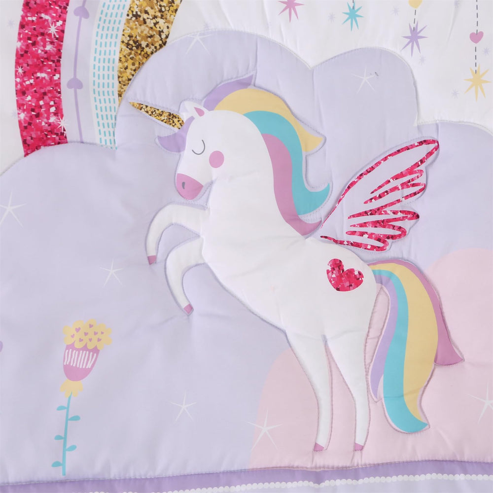 Wowelife unicorn-rainbow-stars-pattern enhances nursery decor with whimsy.