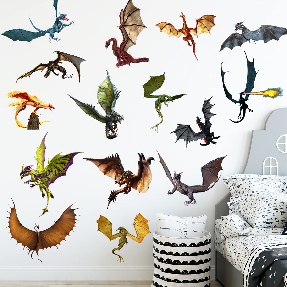 WOYINIS 3D dragon wall decal pose-1—vibrant kid-friendly decor that sparks imagination