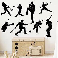 WOYINIS baseball player silhouette wall decal set for teen bedrooms adds a motivational sports vibe.