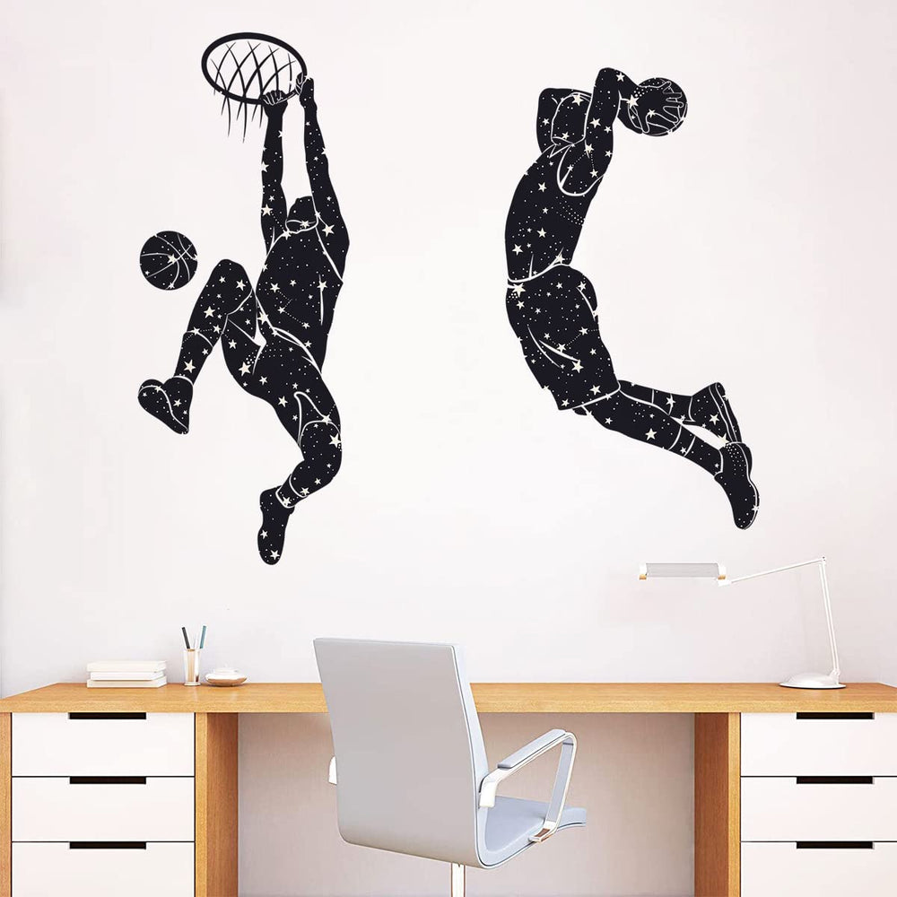 WOYINIS basketball dunk wall decal adds sporty flair to teen bedroom walls for motivation.