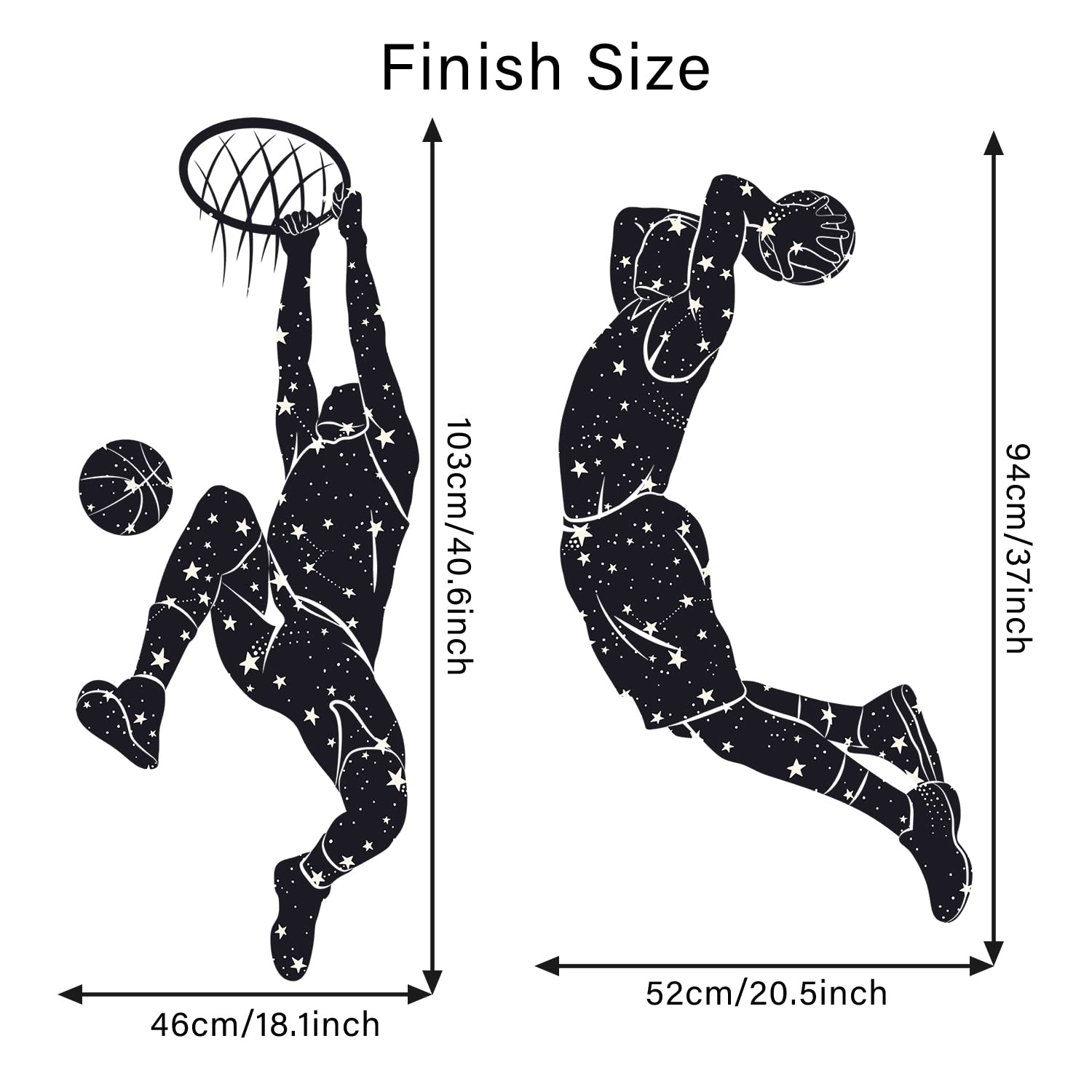 WOYINIS basketball silhouette decal suitable for playrooms and classrooms.