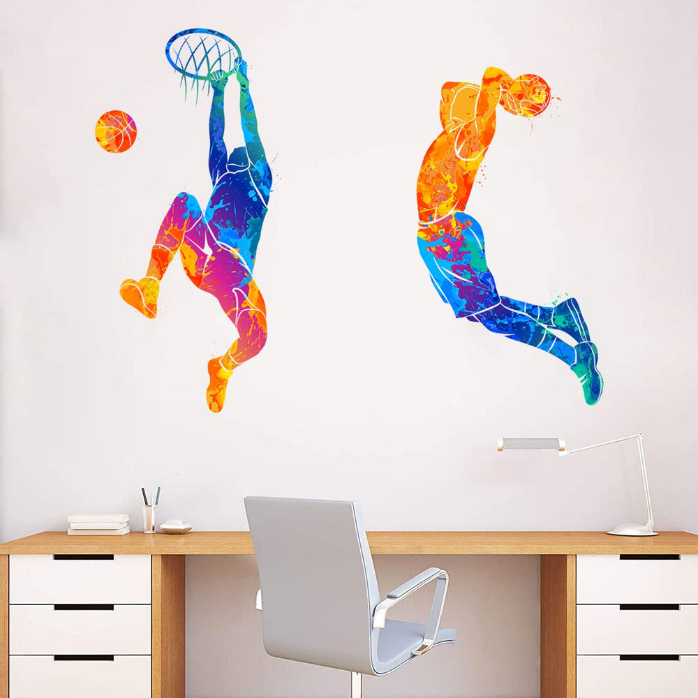 WOYINIS basketball player silhouette dunk wall decal boosts motivation in playrooms