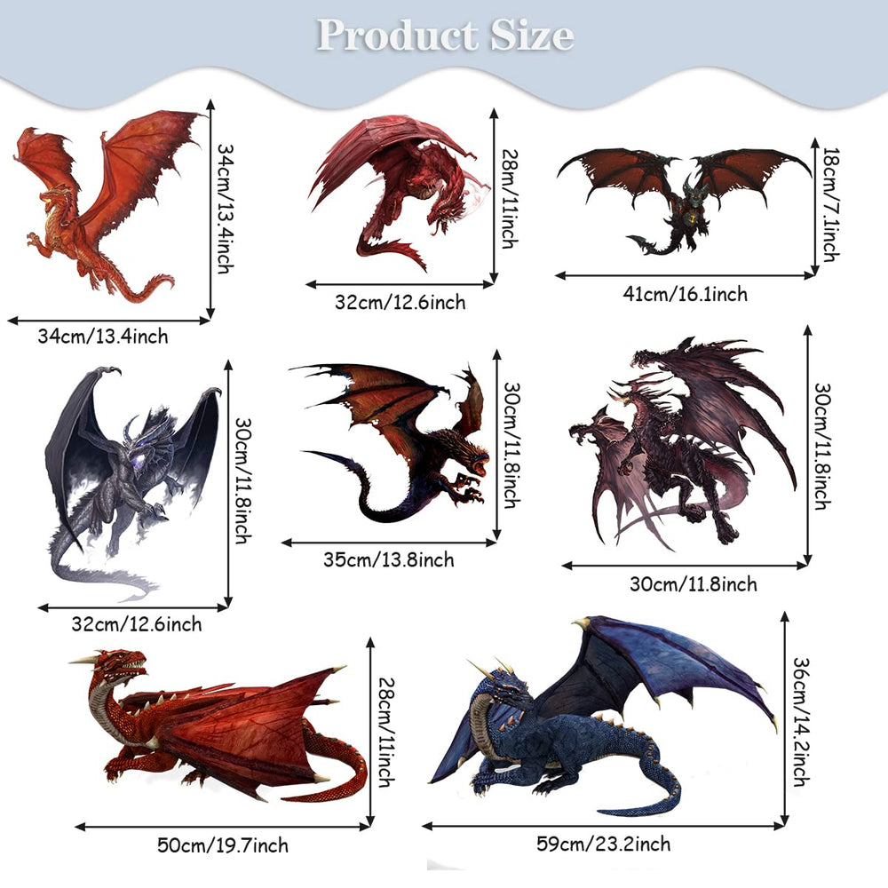 WOYINIS peel-and-stick dragon decals are easy to apply on walls, windows, and furniture.