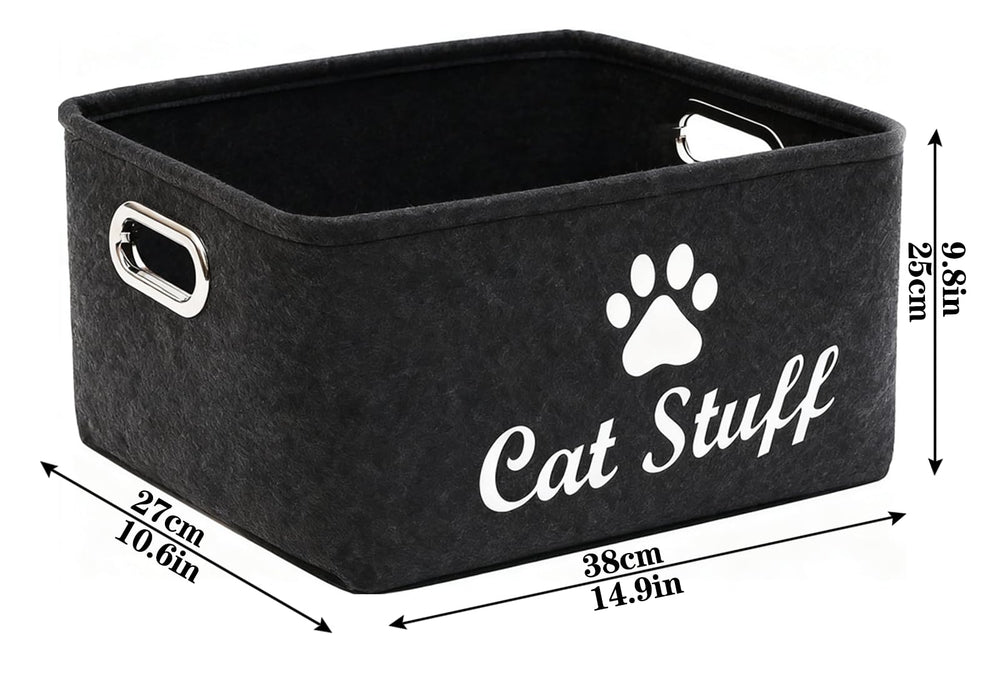 Wpetle cat toy bin in living room demonstrating versatile organization and style.